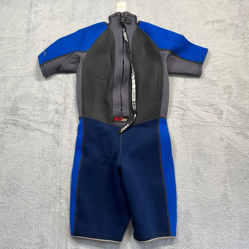 Jobe Shorty Wetsuit Youth Blue Grey Powerstretch Back Zip Springsuit Size 4